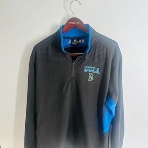 Colosseum NCAA UCLA Bruins 1/4 Zip Basketball Sweatshirt Black Blue Size XL